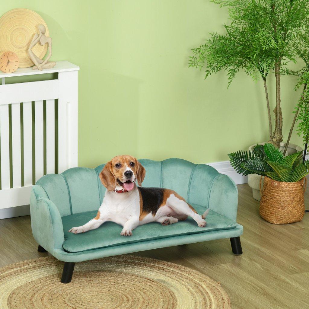 Dog Sofa, Pet Couch Bed for Medium, Large Dogs w/ Legs, Cushion - Green