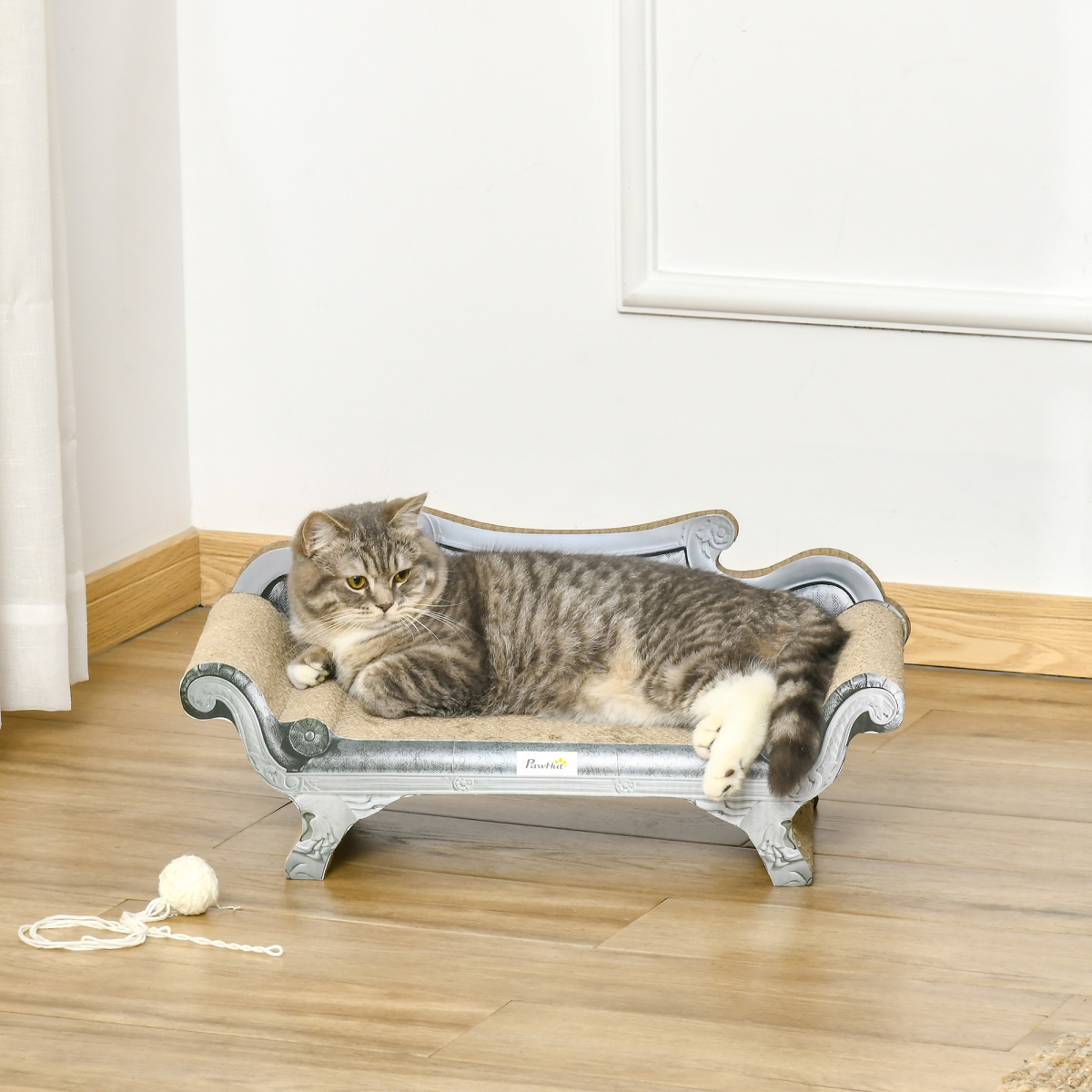 Cardboard Scratcher Lounger Bed, Cat Scratching Board with Catnip, 60x29x26.5cm