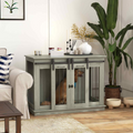 Dog Crate Furniture for Large Dogs, Double Dog Cage for Small Dogs, Grey
