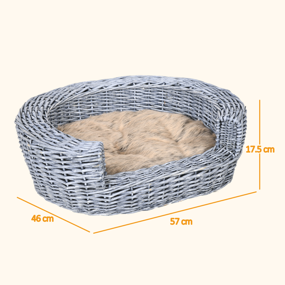 Elevated Dog Cat Couch Pet Basket Sofa Bed Willow Rattan Cushion