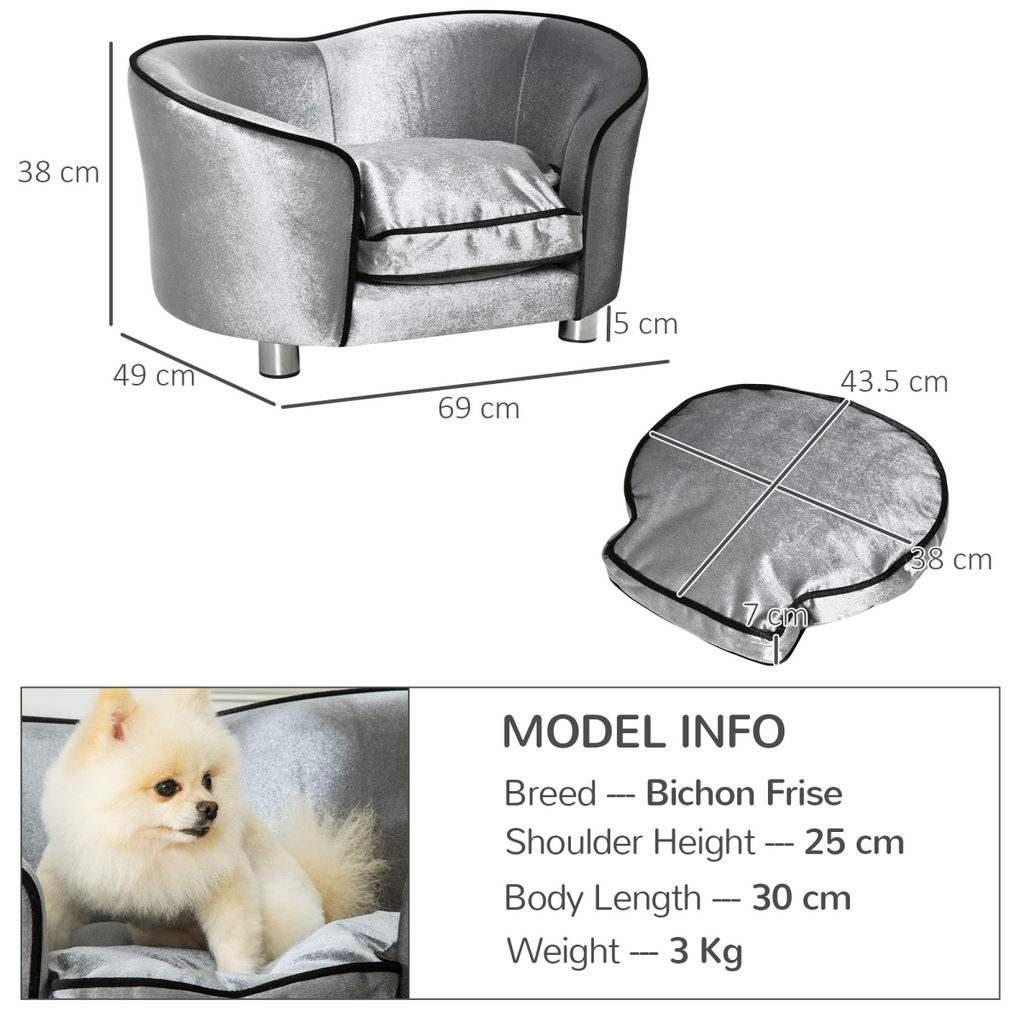 Modern Dog Sofa Couch Puppy Bed Kitten Lounge w/Storage Pocket Removable Cushion