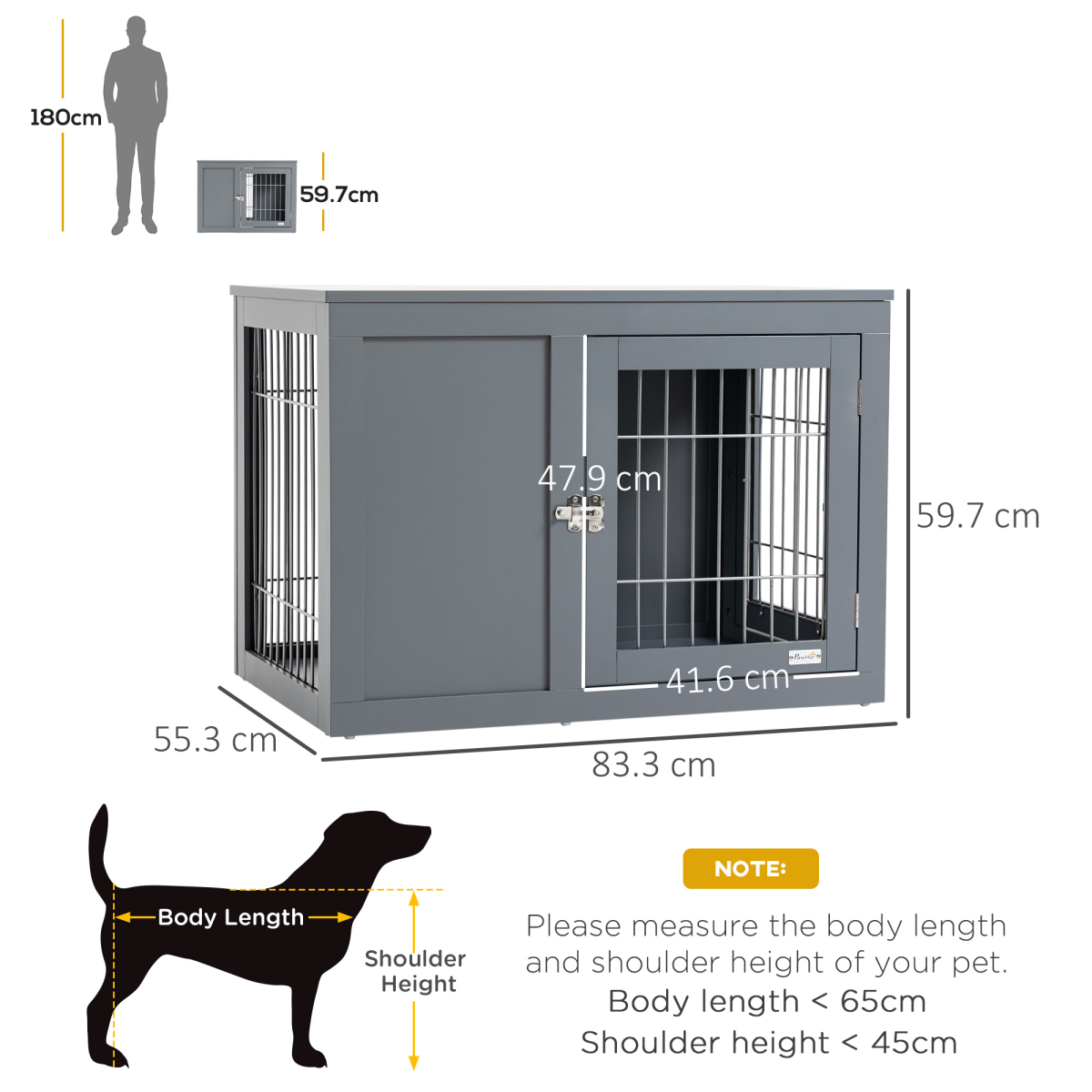 Furniture-Style Dog Crate Two Lockable Doors, for Small & Medium Dogs