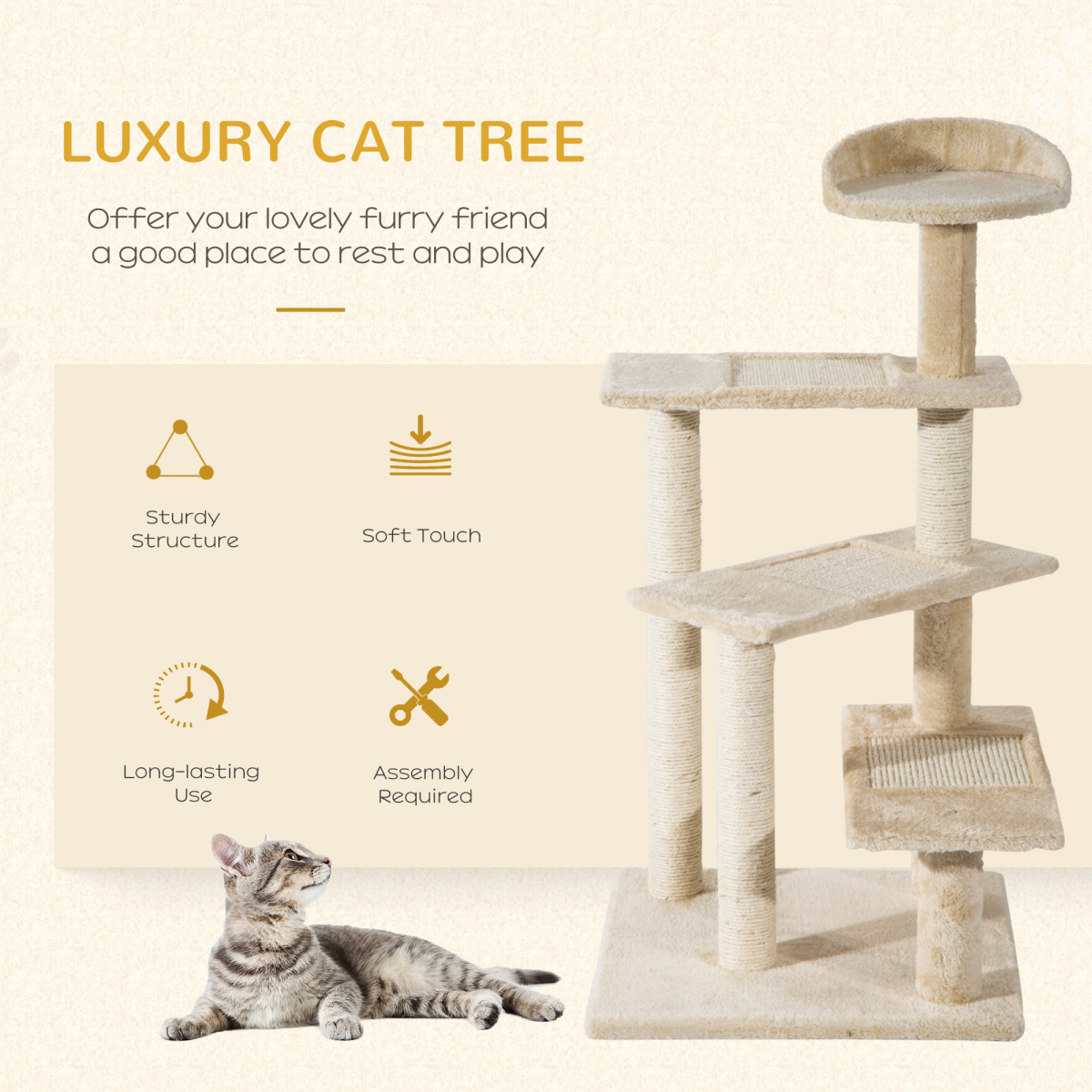 Cat Tree Scratcher Climbing Post Kitten Pets Scratching Furniture Tower