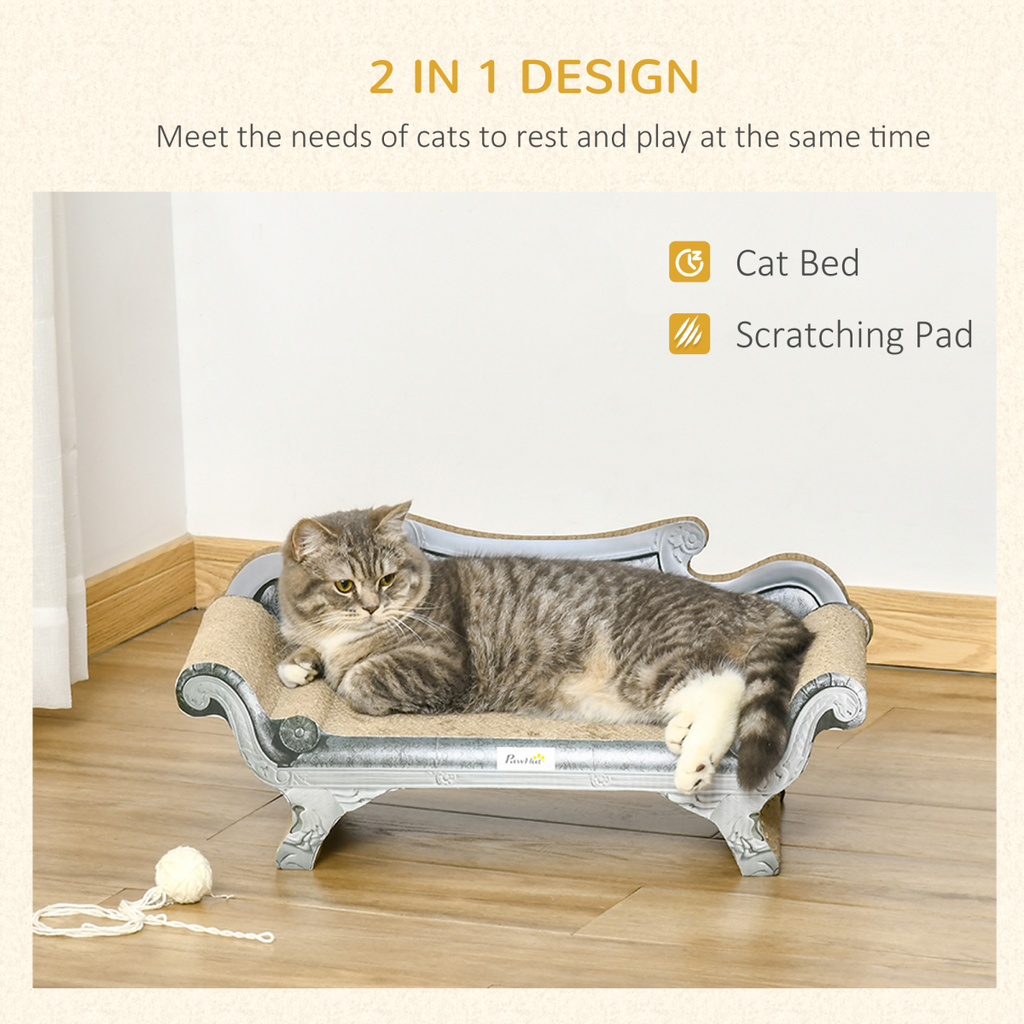 Cardboard Scratcher Lounger Bed, Cat Scratching Board with Catnip, 60x29x26.5cm