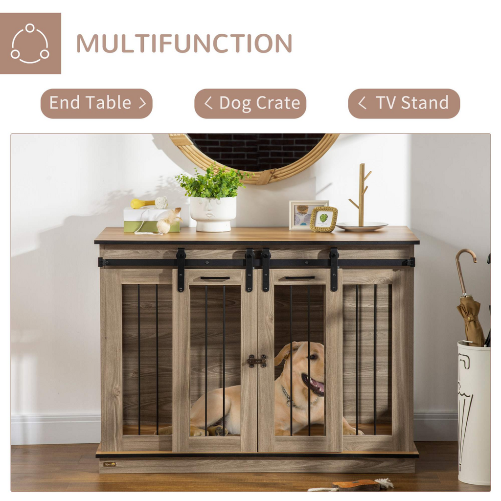 Dog Crate for Large Dogs, Double Dog Cage for Small Dog, Oak Tone