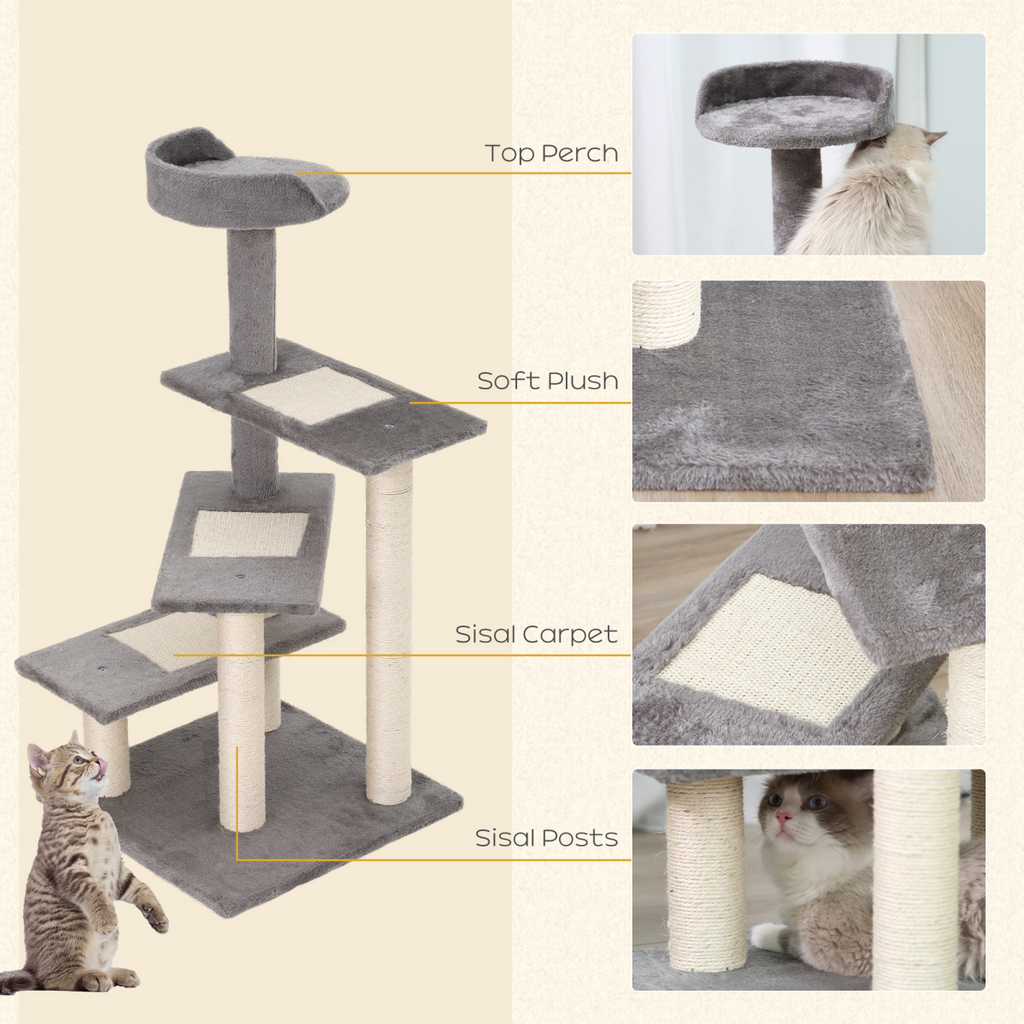 Cat Tree Activity Center Kitten Climbing Tower Scratching Post Plush