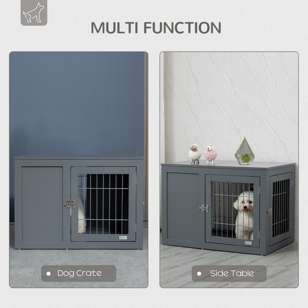 Furniture-Style Dog Crate Two Lockable Doors, for Small & Medium Dogs