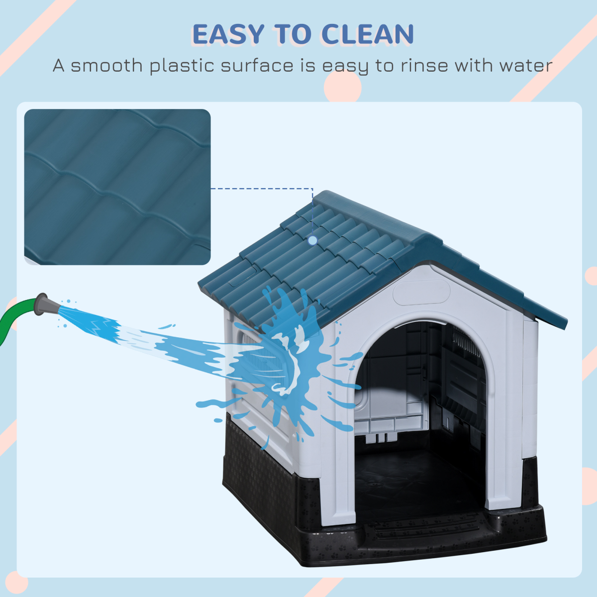 Dog Kennel for Outside Plastic Dog House for XS Dogs, 64.5 x 57 x 66cm