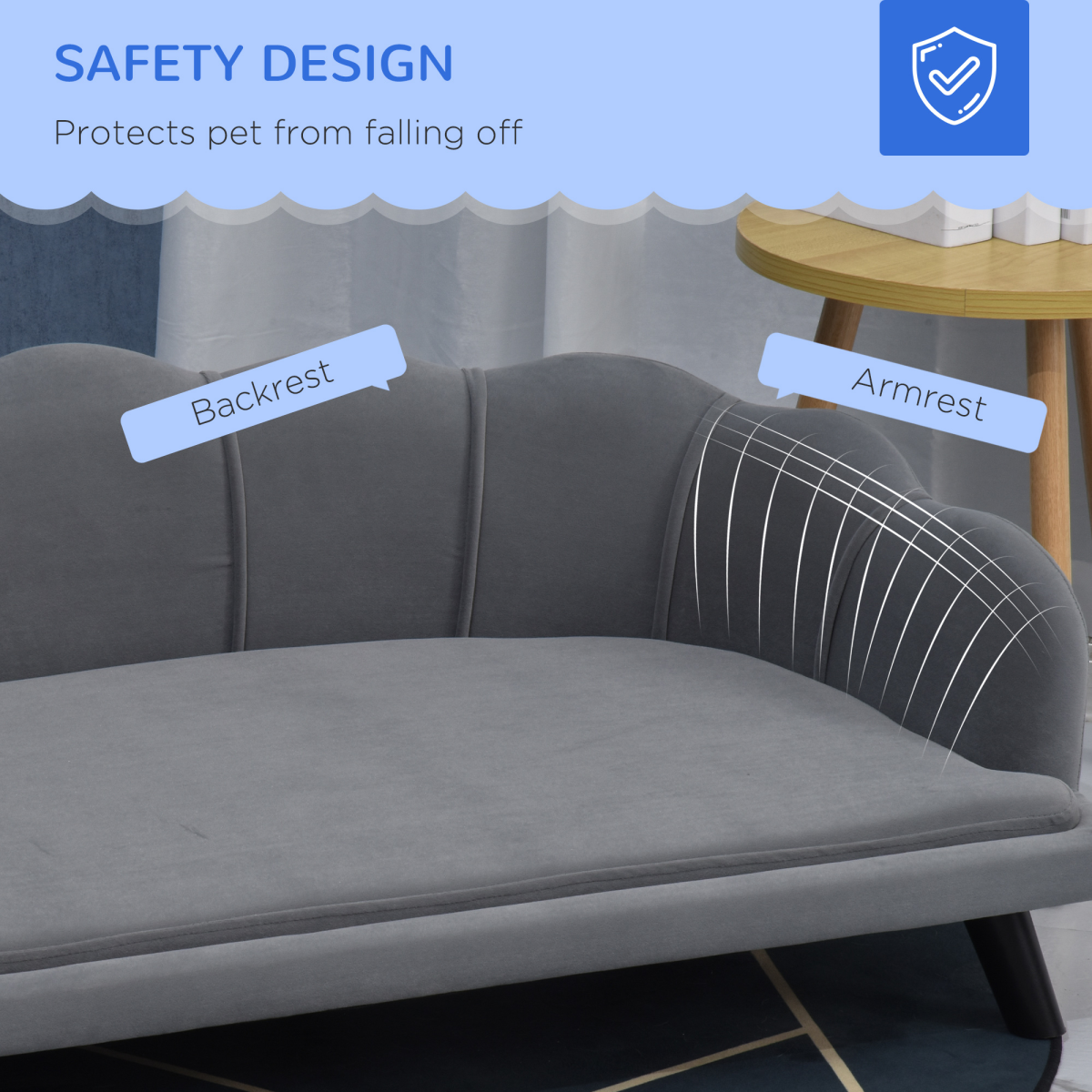 Dog Sofa, Pet Couch Bed for Medium, Large Dogs w/ Legs, Cushion - Grey