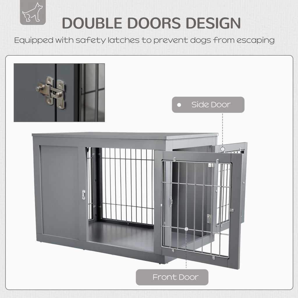 Furniture-Style Dog Crate Two Lockable Doors, for Small & Medium Dogs