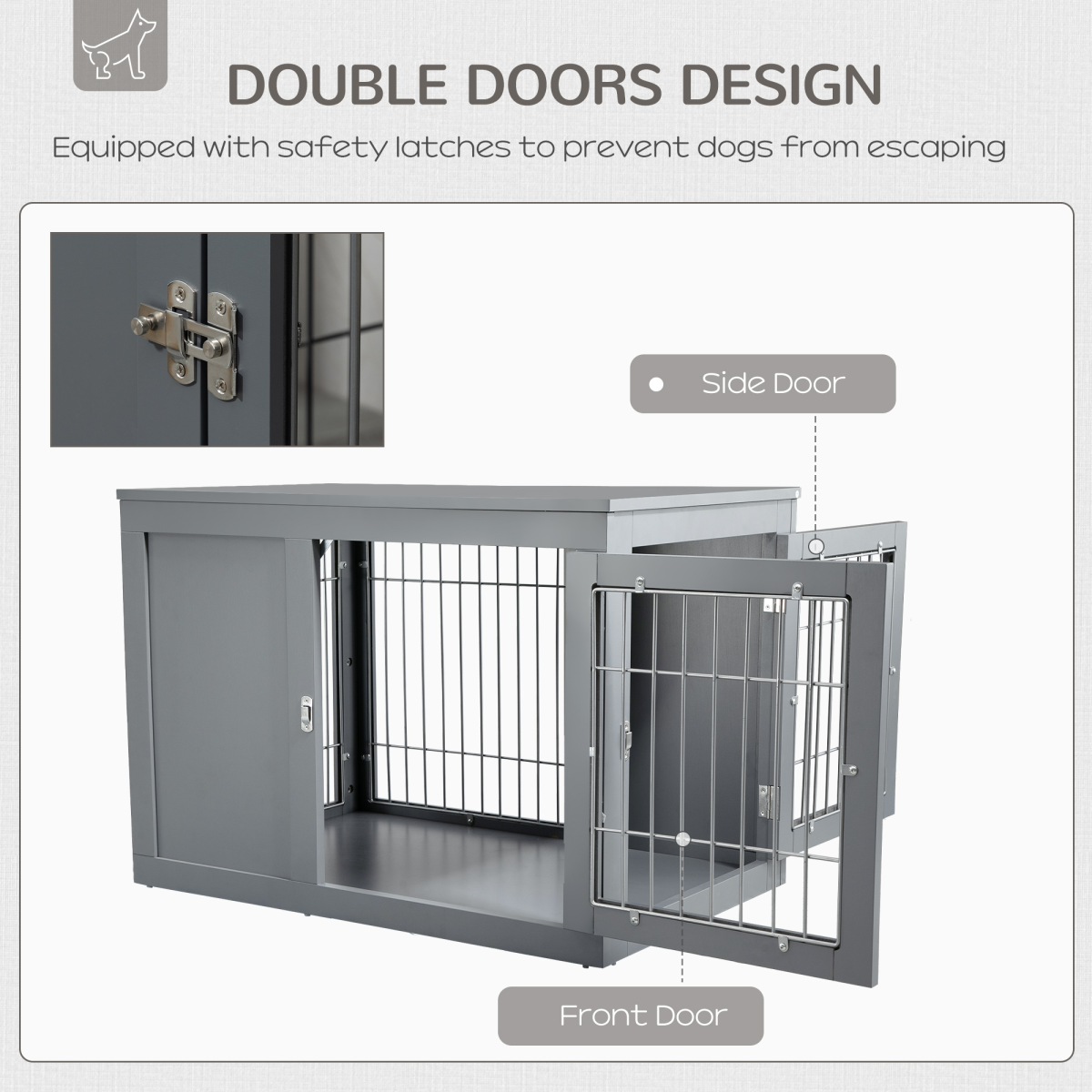 Furniture-Style Dog Crate Two Lockable Doors, for Small & Medium Dogs