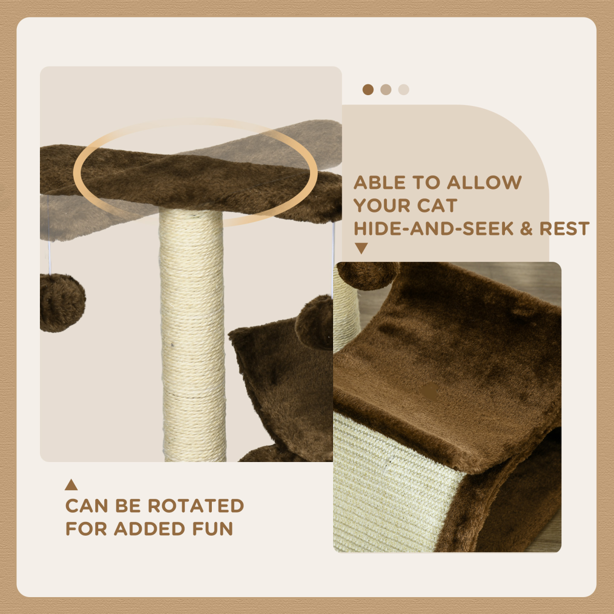 Cat Tree Plush Scratcher Kitty Activity Play Center Top Bar Tunnel Dangling Ball