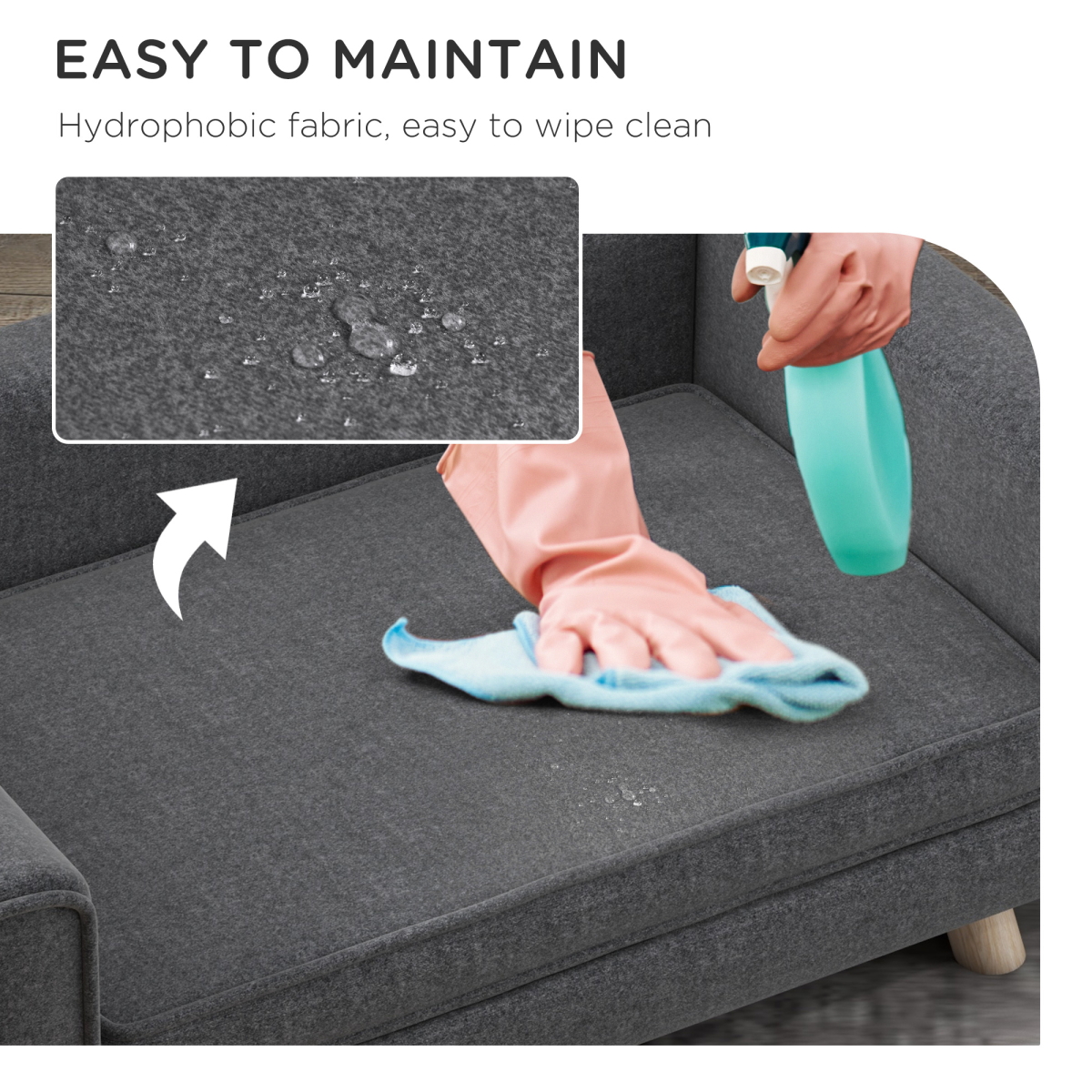 Elevated Dog Sofa Bed with Cushion for Medium and Small Dogs, Grey