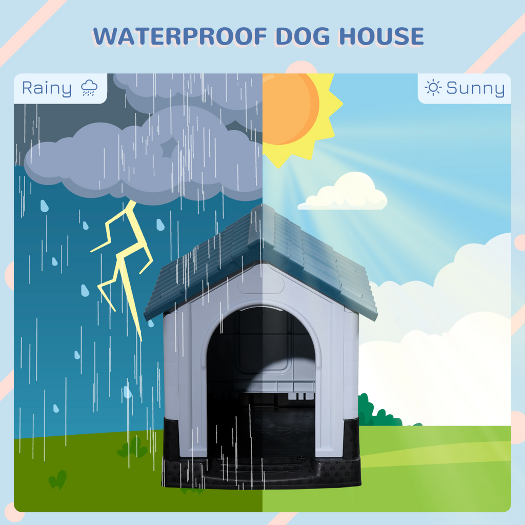 Dog Kennel for Outside Plastic Dog House for XS Dogs, 64.5 x 57 x 66cm