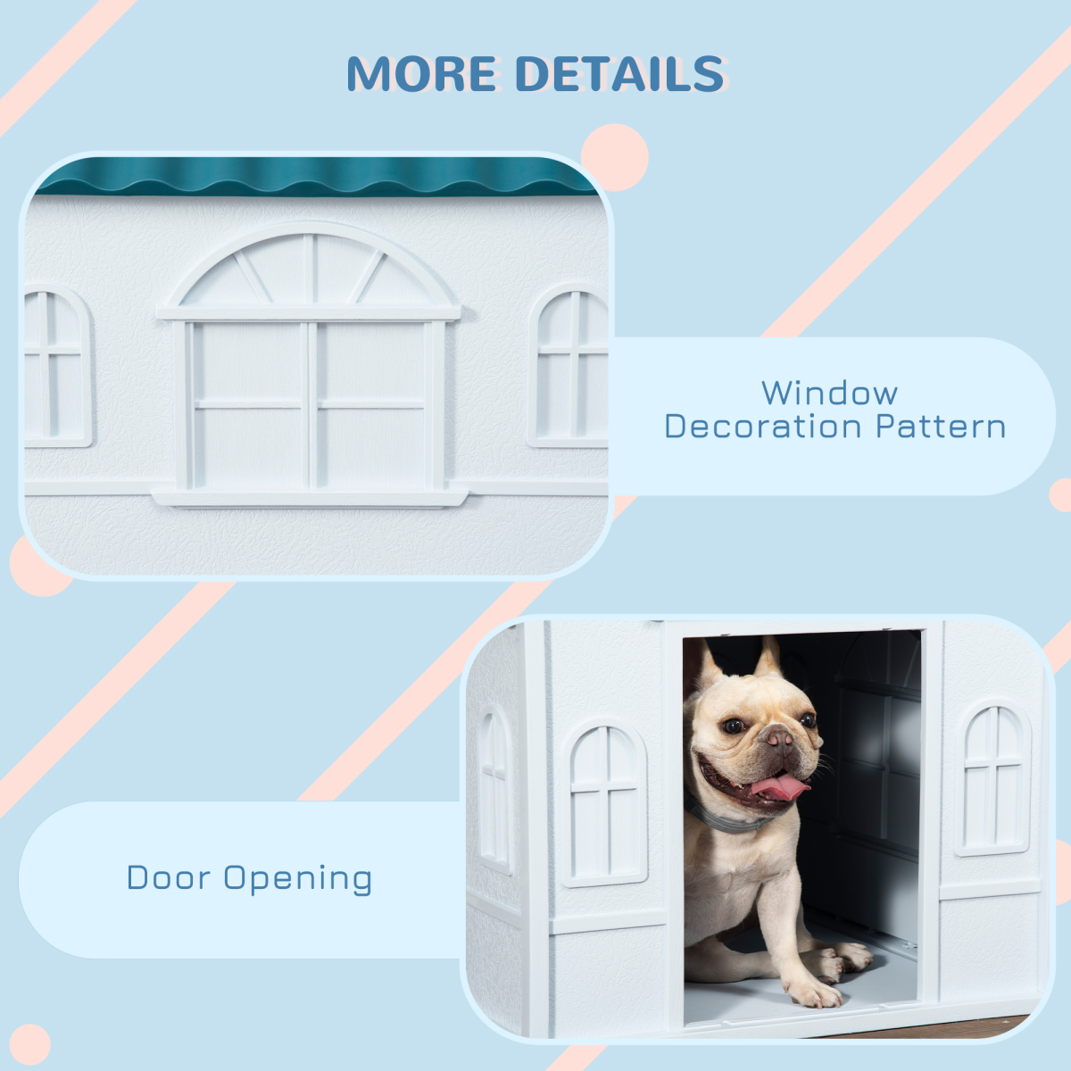 Weather-Resistant Dog House, Puppy Shelter for Medium Dogs - Blue
