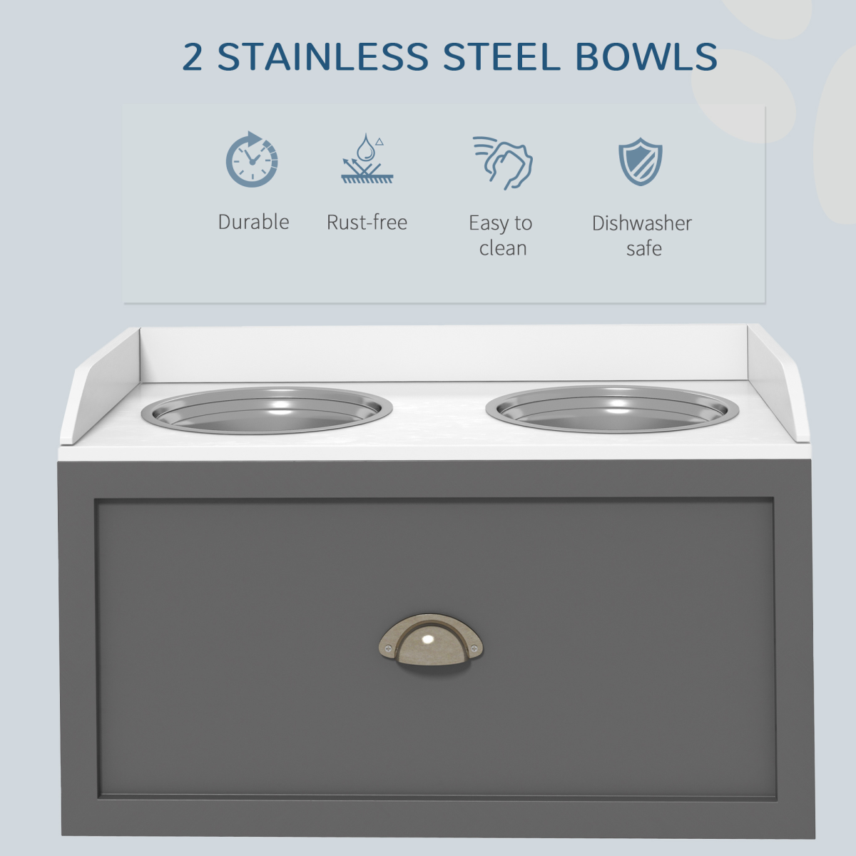Stainless Steel Raised Dog Bowl with 21L Storage Drawer, for Large Dogs