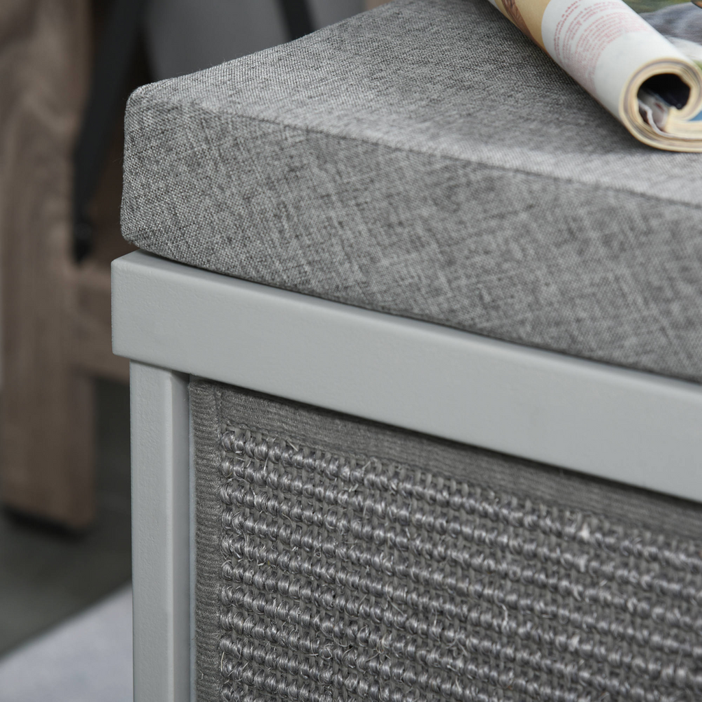 Cat House Bed Kitten Cave Cube Indoor w/ Soft Cushion Sisal Scratching Pad, Grey