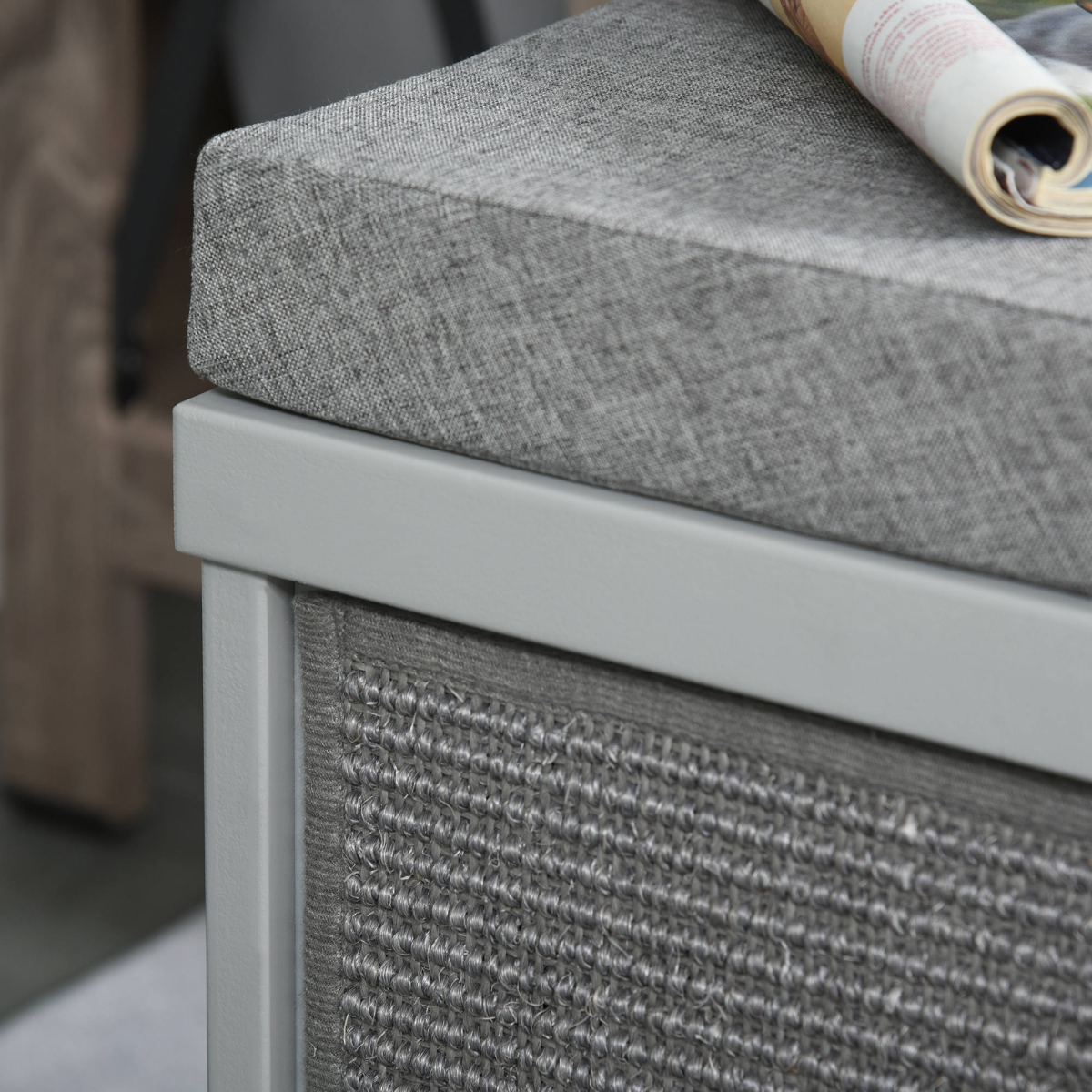 Cat House Bed Kitten Cave Cube Indoor w/ Soft Cushion Sisal Scratching Pad, Grey