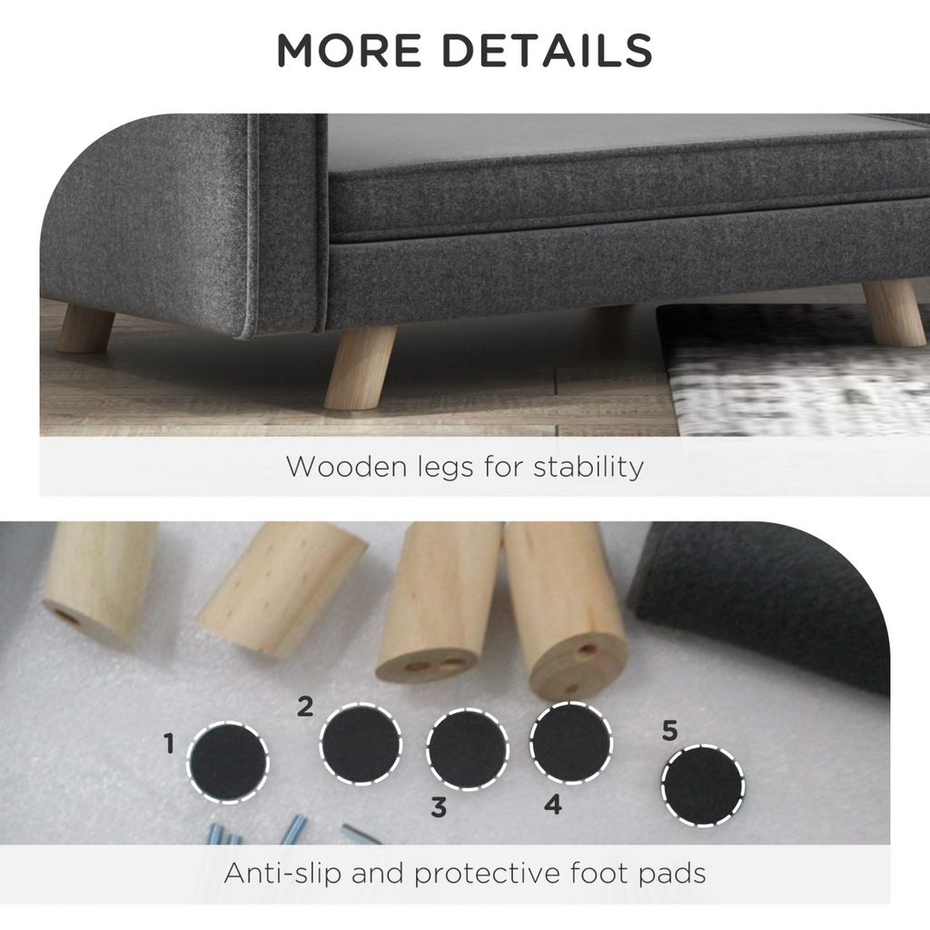 Elevated Dog Sofa Bed with Cushion for Medium and Small Dogs, Grey