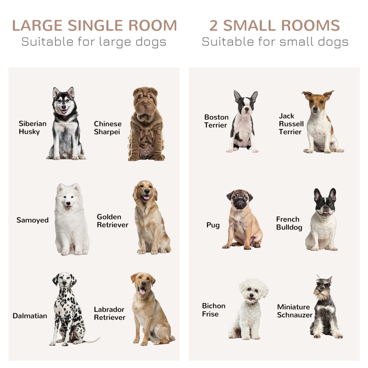 Dog Crate for Large Dogs, Double Dog Cage for Small Dog, Oak Tone