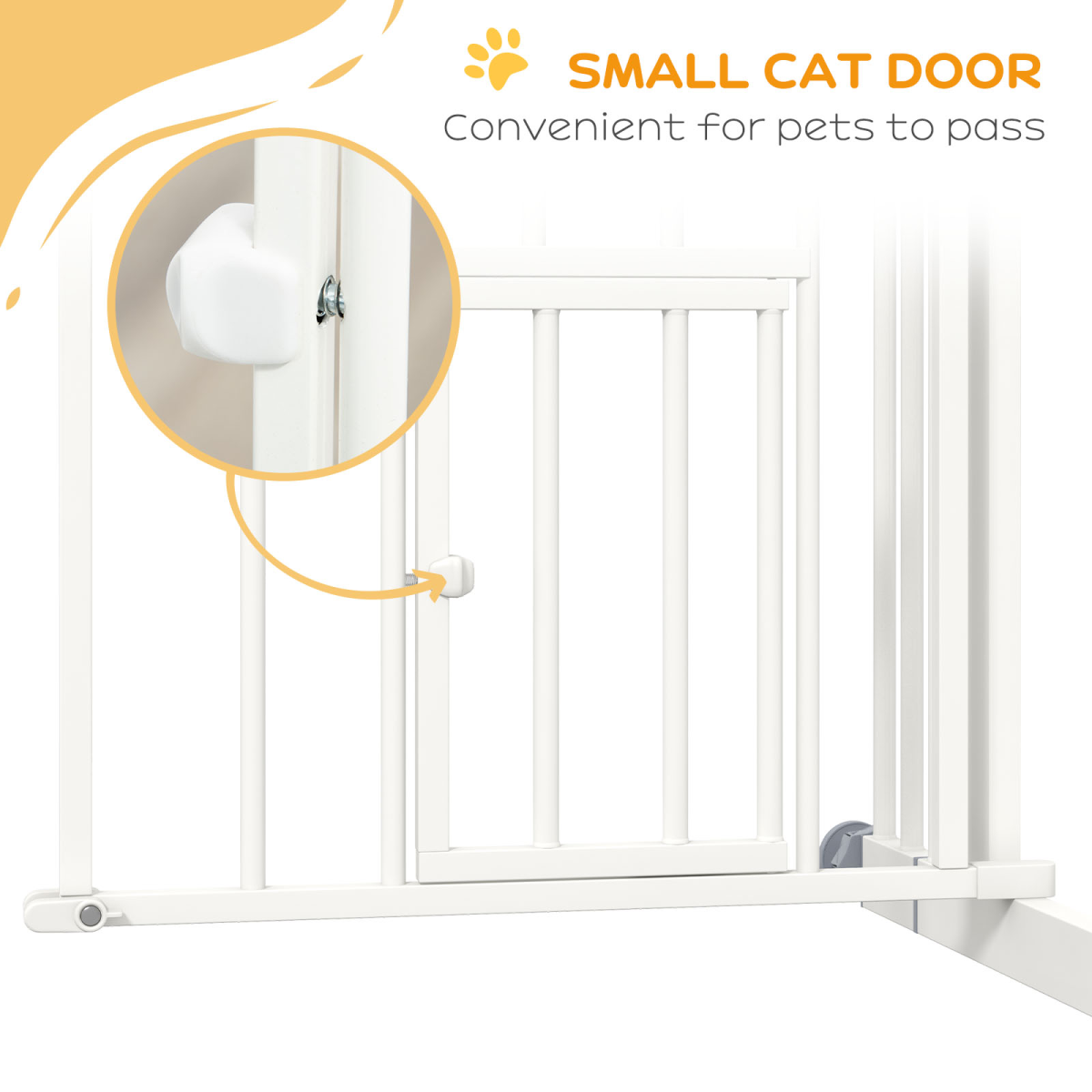 Pressure Fit, Safety Gate Dog Gate w/ Small Cat Door Opening, 74-80cm