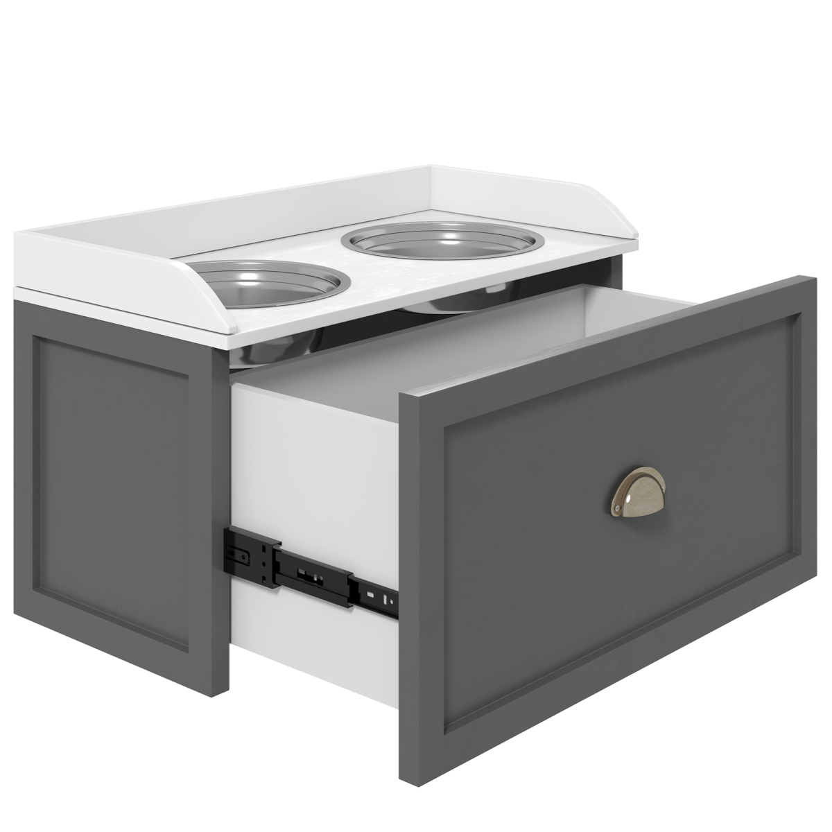 Stainless Steel Raised Dog Bowl with 21L Storage Drawer, for Large Dogs