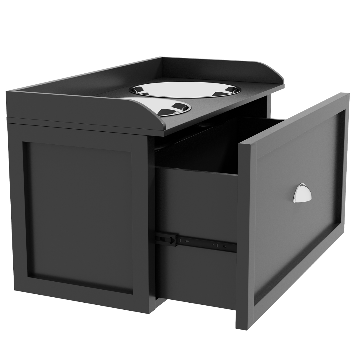 Stainless Steel Raised Dog Bowl w/ 21L Storage Drawer, for Large Dogs