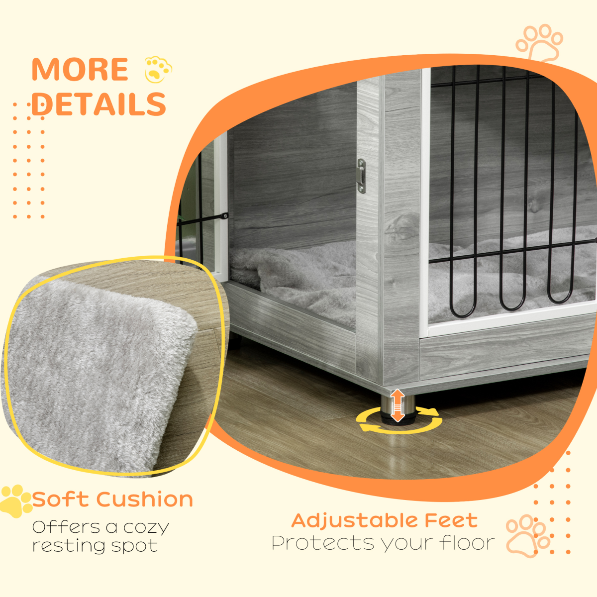 Dog Crate Furniture, Dog Crate End Table w/ Soft Cushion, Double Door