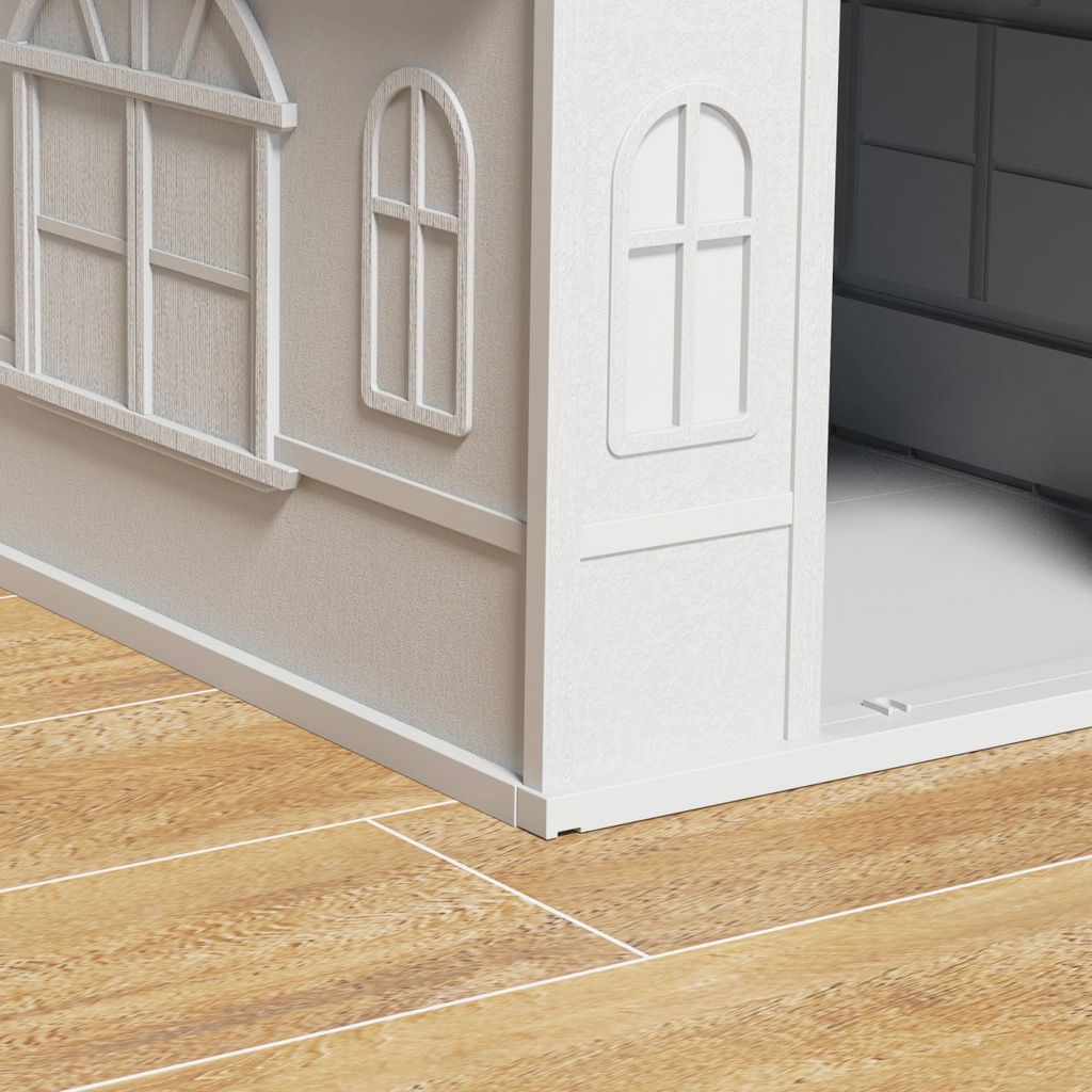 Weather-Resistant Dog House, Puppy Shelter for Medium Dogs - Grey