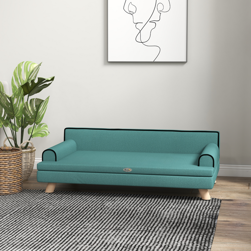 Dog Sofa w/ Legs, Water-Resistant Fabric for Large, Medium Dogs - Green