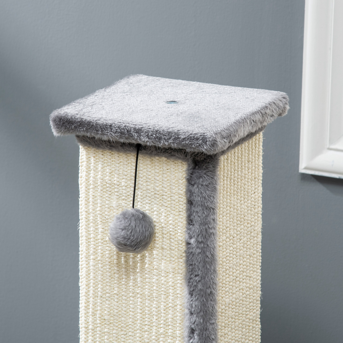 Cat Scratching Post 81cm Cat Scratcher w/ Natural Sisal Rope Hanging Ball Grey