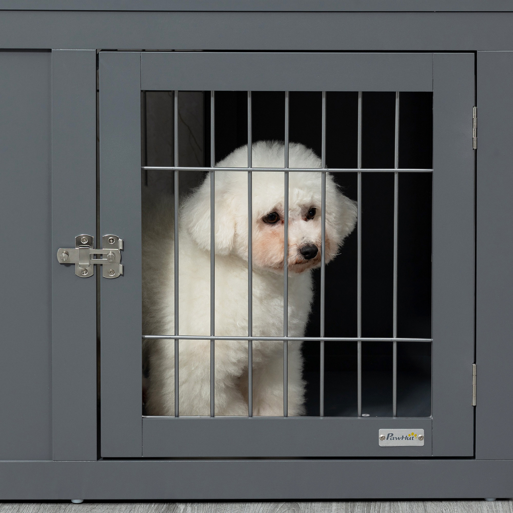 Furniture-Style Dog Crate Two Lockable Doors, for Small & Medium Dogs