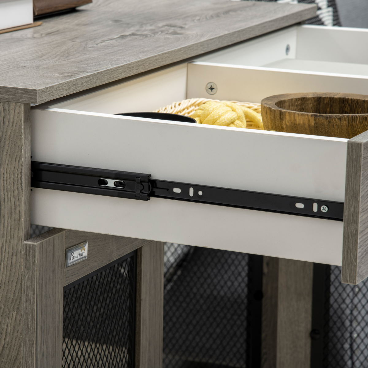 Double-Door Dog Kennel Furniture Pet Crate, for Medium Dogs, Indoor Use - Grey