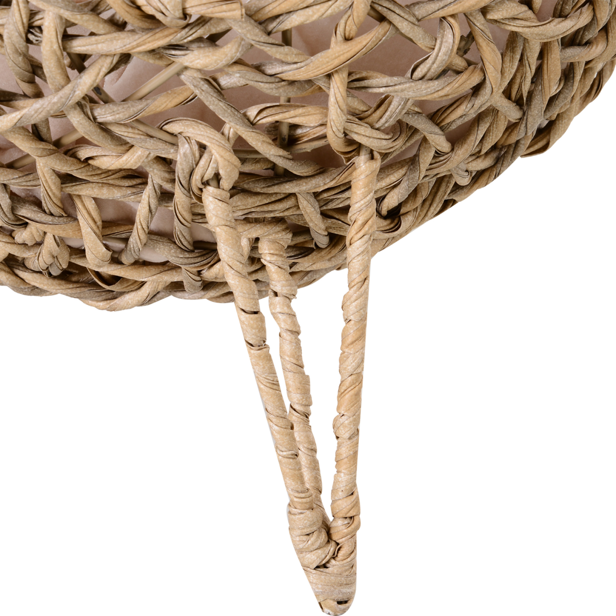 Cat House, Ball-Shaped Rattan Raised Cat Bed - Natural Wood Finish