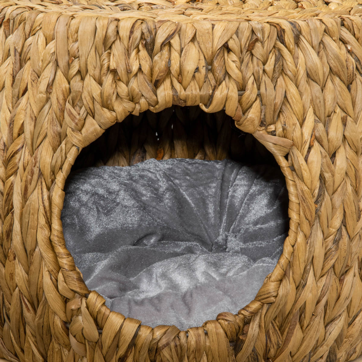 Rattan Cat House Stool, Kitten Bed for Outdoors and Indoors w/ Cushion