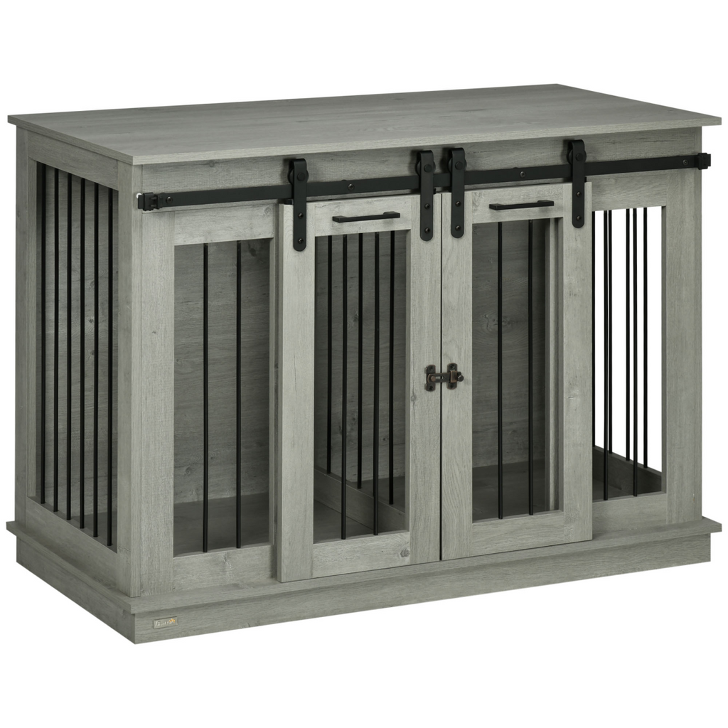 Dog Crate Furniture for Large Dogs, Double Dog Cage for Small Dogs, Grey