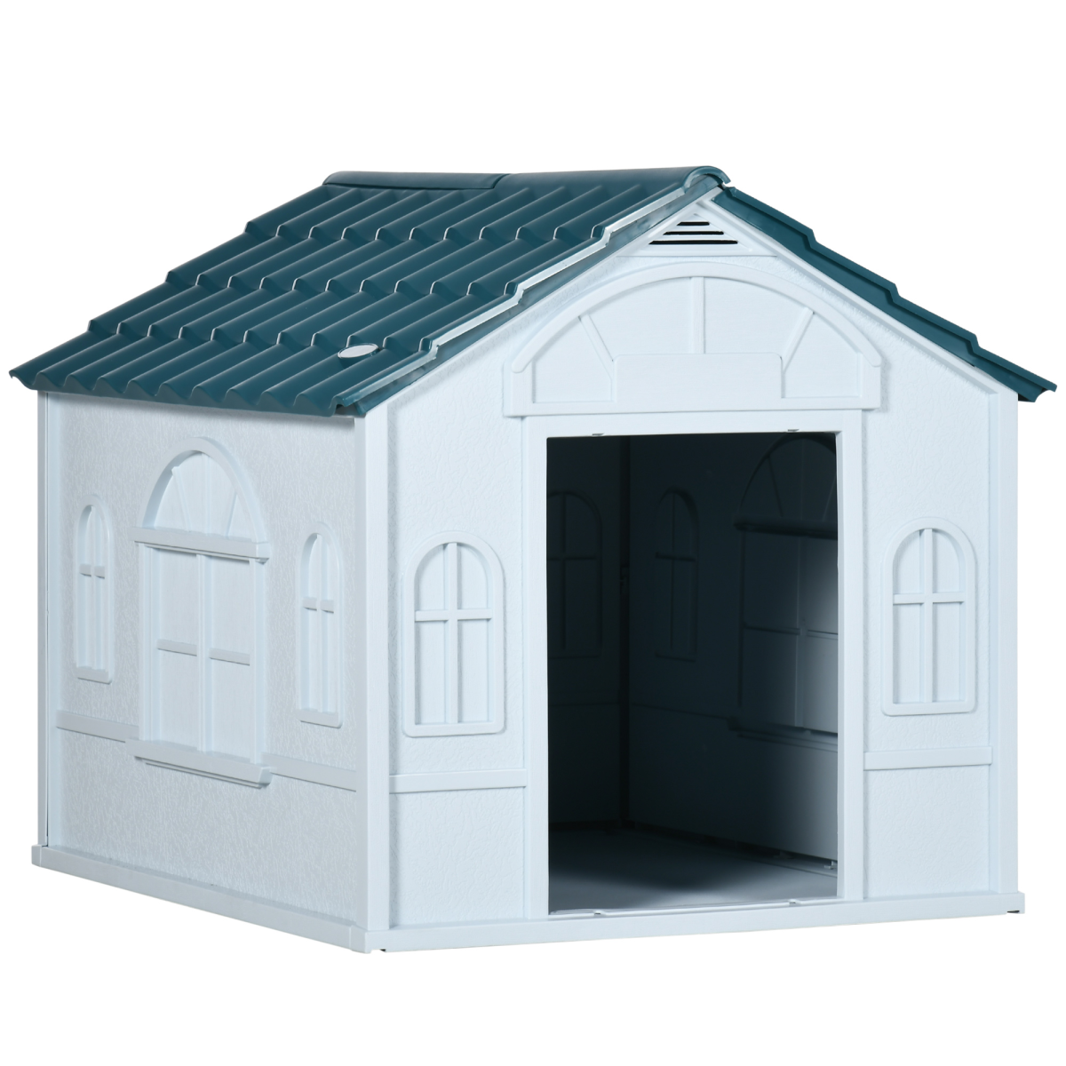Weather-Resistant Dog House, Puppy Shelter for Medium Dogs - Blue