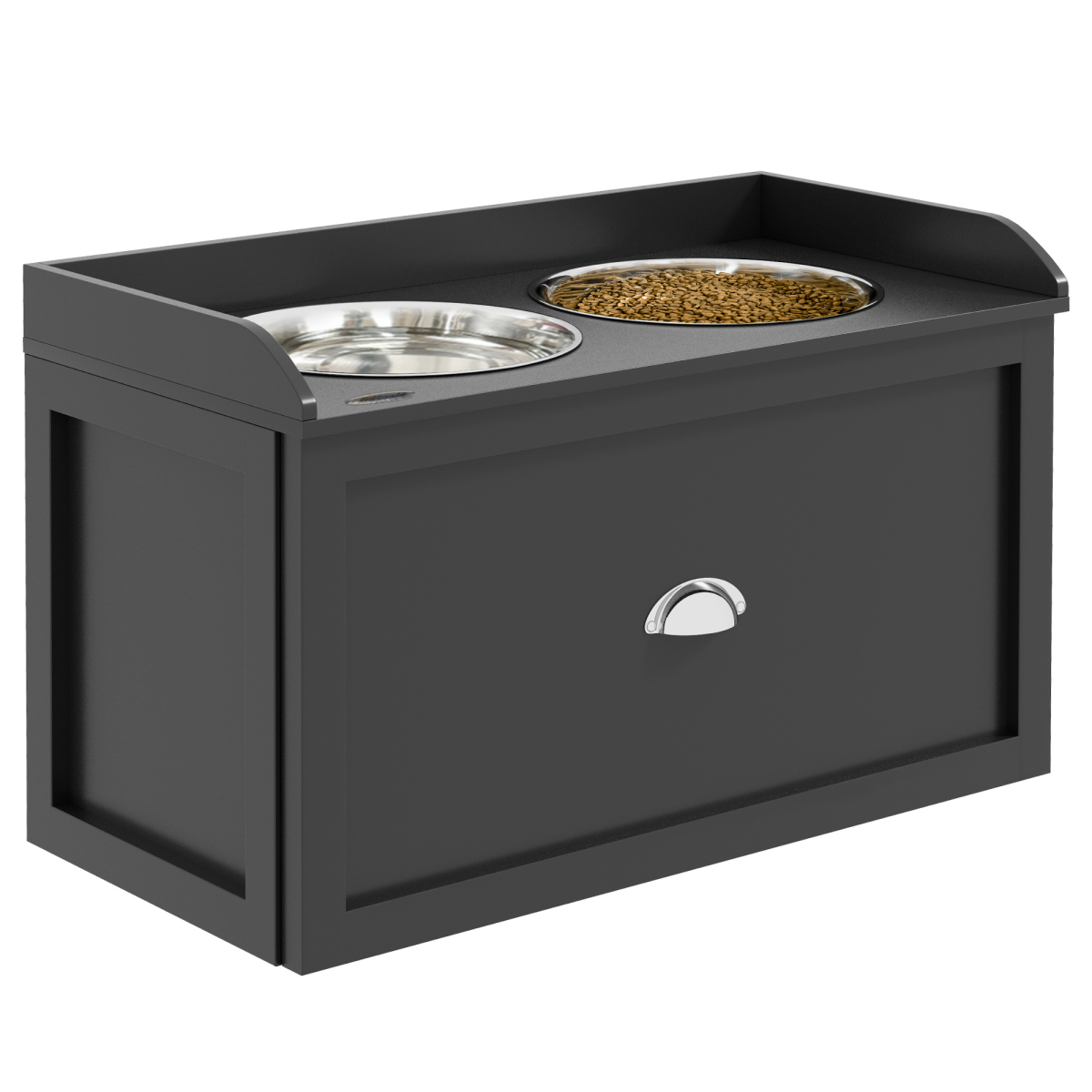 Stainless Steel Raised Dog Bowl w/ 21L Storage Drawer, for Large Dogs