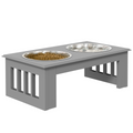 Raised Dog Bowls Pet Feeder Raised Elevated Stainless Steel Food Grey