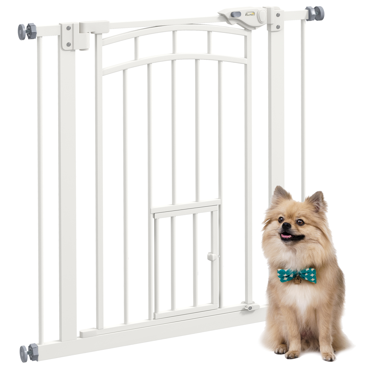 Pressure Fit, Safety Gate Dog Gate w/ Small Cat Door Opening, 74-80cm