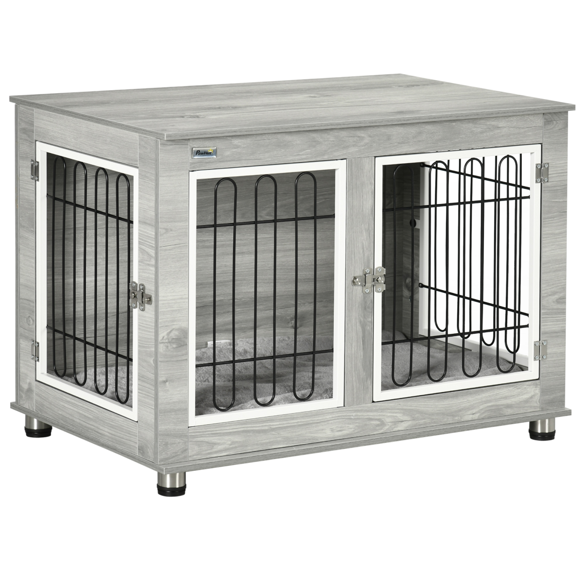 Dog Crate Furniture, Dog Crate End Table w/ Soft Cushion, Double Door