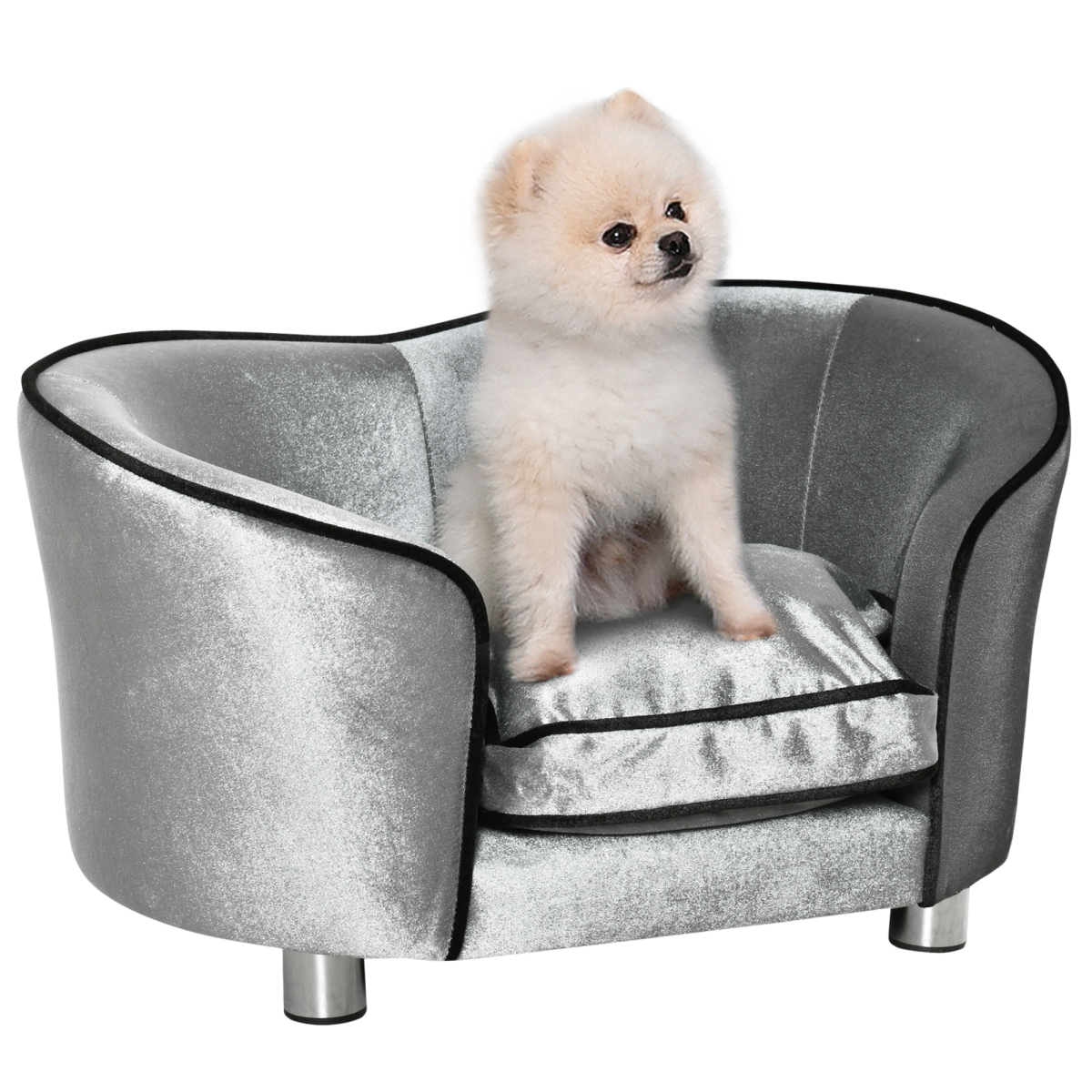 Modern Dog Sofa Couch Puppy Bed Kitten Lounge w/Storage Pocket Removable Cushion