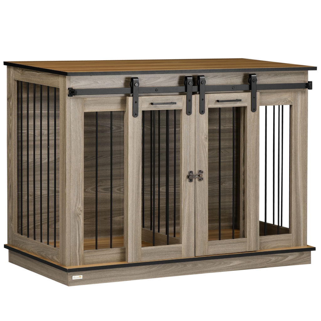 Dog Crate for Large Dogs, Double Dog Cage for Small Dog, Oak Tone
