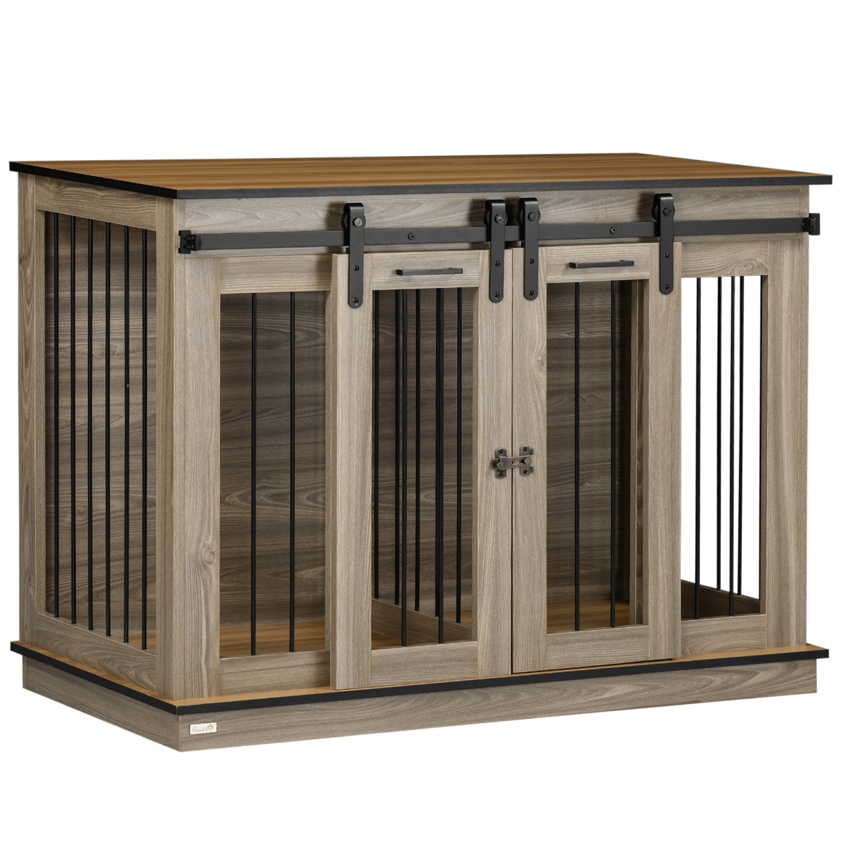 Dog Crate for Large Dogs, Double Dog Cage for Small Dog, Oak Tone