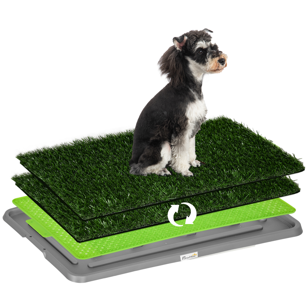 Dog Toilet with 2 Packs Artificial Grass Pads, 67 x 41cm, Green